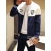 Men's Print / Solid / Camouflage / Letter Casual / Sport Set,Cotton Long Sleeve Blue / Red JC-D10
