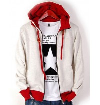 Men's Going out / Casual/Daily / Sports Active Regular Hoodies,Solid Blue / Red / Beige Hooded Long Sleeve Cotton Spring / Fall Medium