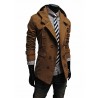 Men's Solid Casual Trench coat,Cotton Blend Long Sleeve-Black / Brown / Yellow / Tan