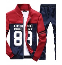 Men's Print Casual / Work / Formal / Sport / Plus Sizes Set,Cotton / Polyester Long Sleeve Black / Blue / Gray