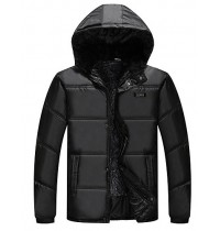 Men's Regular Padded Coat,Simple Casual/Daily Solid-Others Cotton Long Sleeve Black