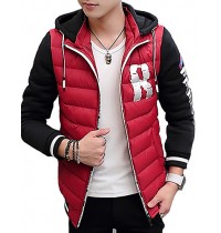 Men's Regular Padded CoatPlus Size / Sports Solid / Color Block / Letter-Cotton / Polyester Polypropylene Long Sleeve Slim Warm Thick