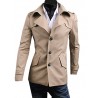Men's Solid Casual / Work Coat,Cotton Long Sleeve-Black / Brown / Gray