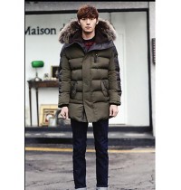 Men's Casual/Daily Simple Coat,Solid Hooded Long Sleeve Winter Green Polyester