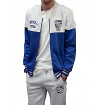 Men's Plus Size Street chic Regular Hoodies,Patchwork Blue / Gray Hooded Long Sleeve Cotton / Polyester Fall / Winter Thick Micro-elastic