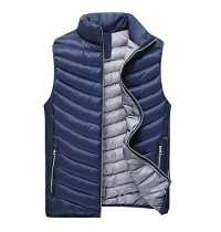 Men's Regular Padded Vest Coat,Polyester Solid Sleeveless Winter Vest k256