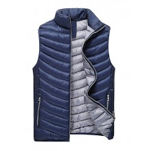 Men's Regular Padded Vest Coat,Polyester Solid Sleeveless Winter Vest k256