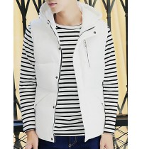 Men's Casual/Daily Simple Coat,Solid Sleeveless Winter Blue / Red / White / Black Polyester