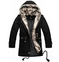 Men's Plus Size Street chic Fur Coat,Solid Hooded Long Sleeve All Seasons Black / Brown / Green Faux Fur