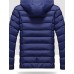 Men's Regular Padded Coat,Simple Casual/Daily Solid-Cotton / Polyester Polypropylene Long Sleeve Hooded Blue / Red / Black / Green