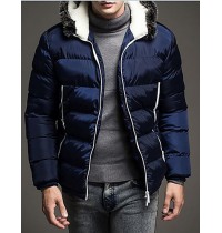 Men's Regular Padded Coat,Polyester / Nylon Patchwork Long Sleeve
