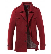 Men's Long Sleeve Casual / Plus Sizes Jacket,Cotton Solid Black / Brown / Red / Tan