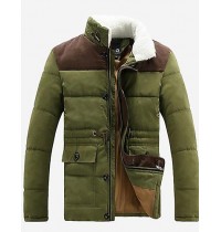  Men's Stand Collar Long Sleeve Thermal Overcoat