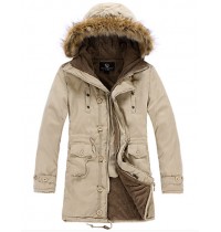 Men's Long Parka Coat , Cotton Pure Long Sleeve