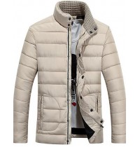 Men's Long Padded Coat,Simple Casual/Daily Solid-Polyester Polyester Long Sleeve Blue / Red / White / Black