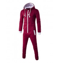 Men's Going out / Casual/Daily / Sports Simple / Active Regular Hoodies,Solid / Color Block White / Black Hooded Long SleeveCotton /