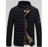 Men's Padded Coat,Street chic Plus Size Solid-Polyester Polypropylene Long Sleeve Stand Blue / Red / Black / Gray