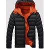 Men's Regular Padded Coat,Simple Casual/Daily Solid-Cotton / Polyester Polypropylene Long Sleeve Hooded Blue / Red / Black / Green