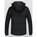 Hot Sale Men's Regular Padded Plus Size Solid-Polyester Polyester Long Sleeve Hooded Black