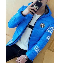 Men's Casual/Daily Simple Coat,Print Long Sleeve Winter Blue / Red / Yellow Polyester