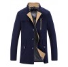 Men's Solid Casual / Work Trench coatCotton / Polyester Long Sleeve-Blue / Brown / Red