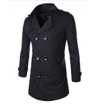 Men's Long Sleeve Regular Trench coat , Cotton Pure