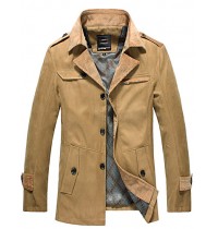 Men's Solid Casual / Work Trench coatCotton Long Sleeve-Black / Green / Yellow