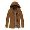 Men's Casual/Daily Vintage Trench CoatSolid Hooded Long Sleeve Fall / Winter Black / Brown Cotton / Polyester Thick