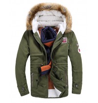 Men's Long Parka Coat , Cotton Pure Long Sleeve