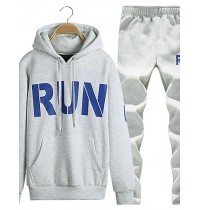 Men's Print / Solid / Camouflage / Letter Casual / Sport Set,Cotton Long Sleeve Black / Blue / Gray JC-D31