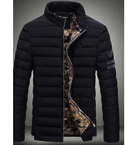 Men's Casual/Daily Simple Coat,Solid Long Sleeve Blue / Red / Black / Gray Polyester