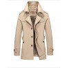 Men's Solid Casual / Plus Size Slim Fashion Trench coat Cotton Lapel Long Sleeve-Black /Blue /Green /Yellow Fall /Winter