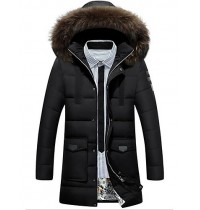 Men's Casual/Daily Simple Coat,Solid Long Sleeve Winter Red / Black / Green Polyester