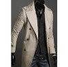 Men's Solid Casual Trench coat,Cotton Long Sleeve-Black / Green / White
