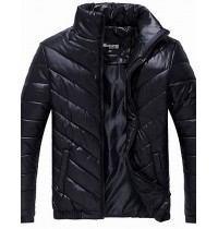 Men's Long Padded Coat,Polyester Solid Long Sleeve