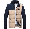 Men's Regular Padded Coat,Cotton Color Block Long Sleeve