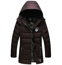 Men's Regular Padded CoatPolyester Solid Long Sleeve